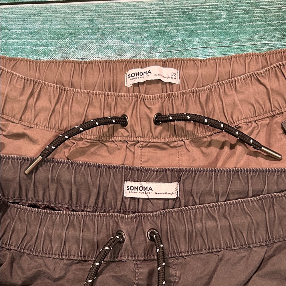 Sonoma Comfort Zone Men's Dark and Light Brown Athletic Shorts. Two Pairs - Picture 2 of 4